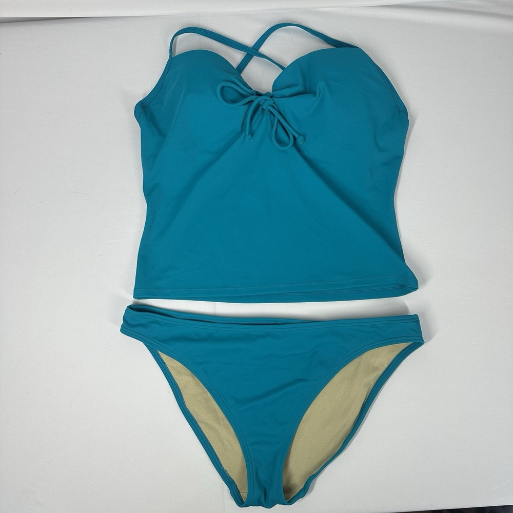 Victoria's Secret Blue 2 Piece Bathing Suit Large  Tankini Top Bottom